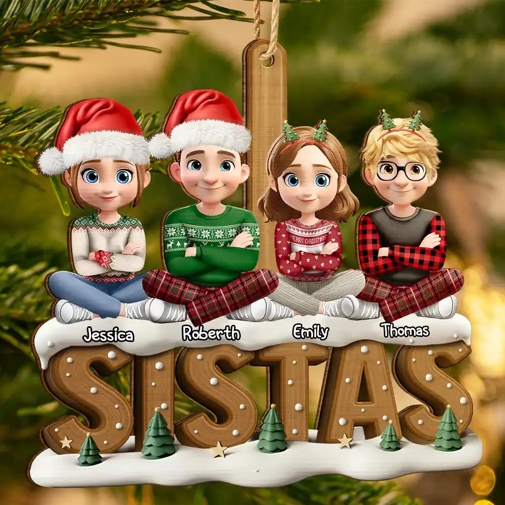 Happy, Gift For Bestie, Gifts For Colleagues, Gift For Sisters, Gift For Sibling, Gift For Brothers, Cousin, Christmas - Besties Sisters Colleagues Christmas Tree - Personalized Custom Shaped Wooden Ornament