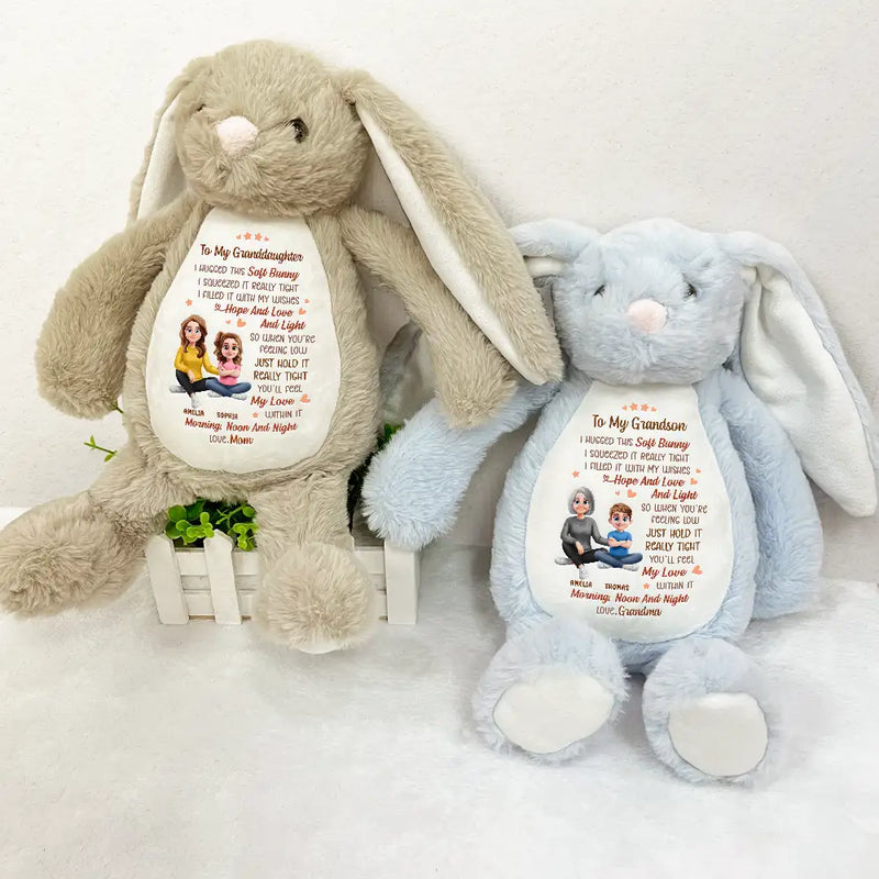 Gift For Grandma,Gift For Grandkids,Grandma,Grandkids,Love,Easter - I Filled It With My Wishes Grandmother Granddaughter 3D Effect - Personalized Soft Toy Bunny