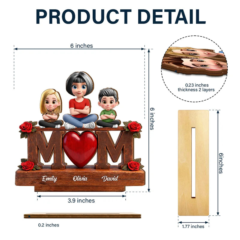 Gift For Mother,Mom - Children,Happ - Mother & Children Forever Linked Together - Personalized Custom Shaped 2-Layered Wooden Plaque