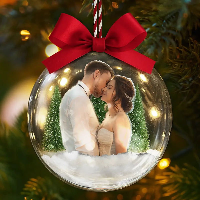 Custom Photo Couple The Year I Found My Missing Piece - Personalized 3D Acrylic Ball Ornament