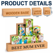 Mom - Daughters (Adult),Mom - Daughters (Young),Mom - Sons,Mom - Children,Gift For Mother - Custom Photo Best Mom Ever - Personalized Wooden Stacking Photo Blocks