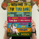 Patio Welcome Grilling Proudly Serving Whatever You Bring Husband Wife Couple Single - Backyard Sign - Personalized Custom Classic Metal Signs