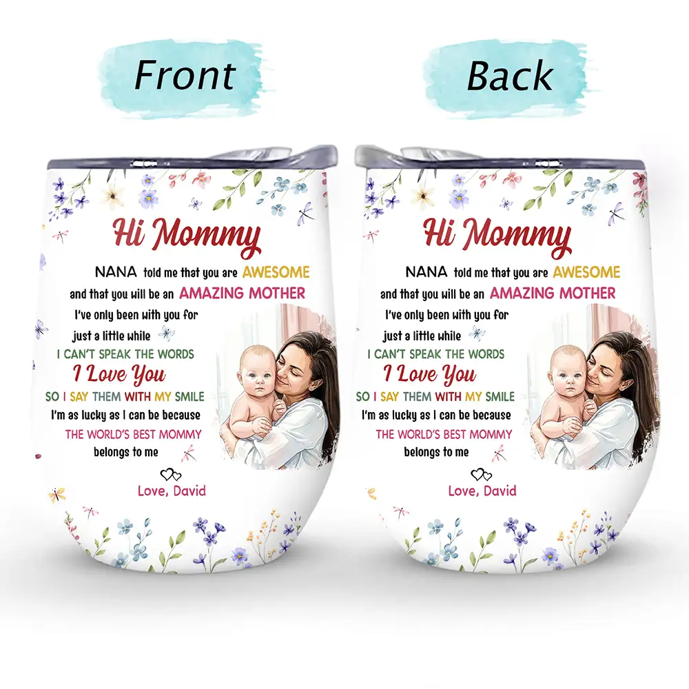 New Mom,Love,Gift For Mother - Custom Photo The World's Best Mommy Belongs To Me - Personalized Wine Tumbler