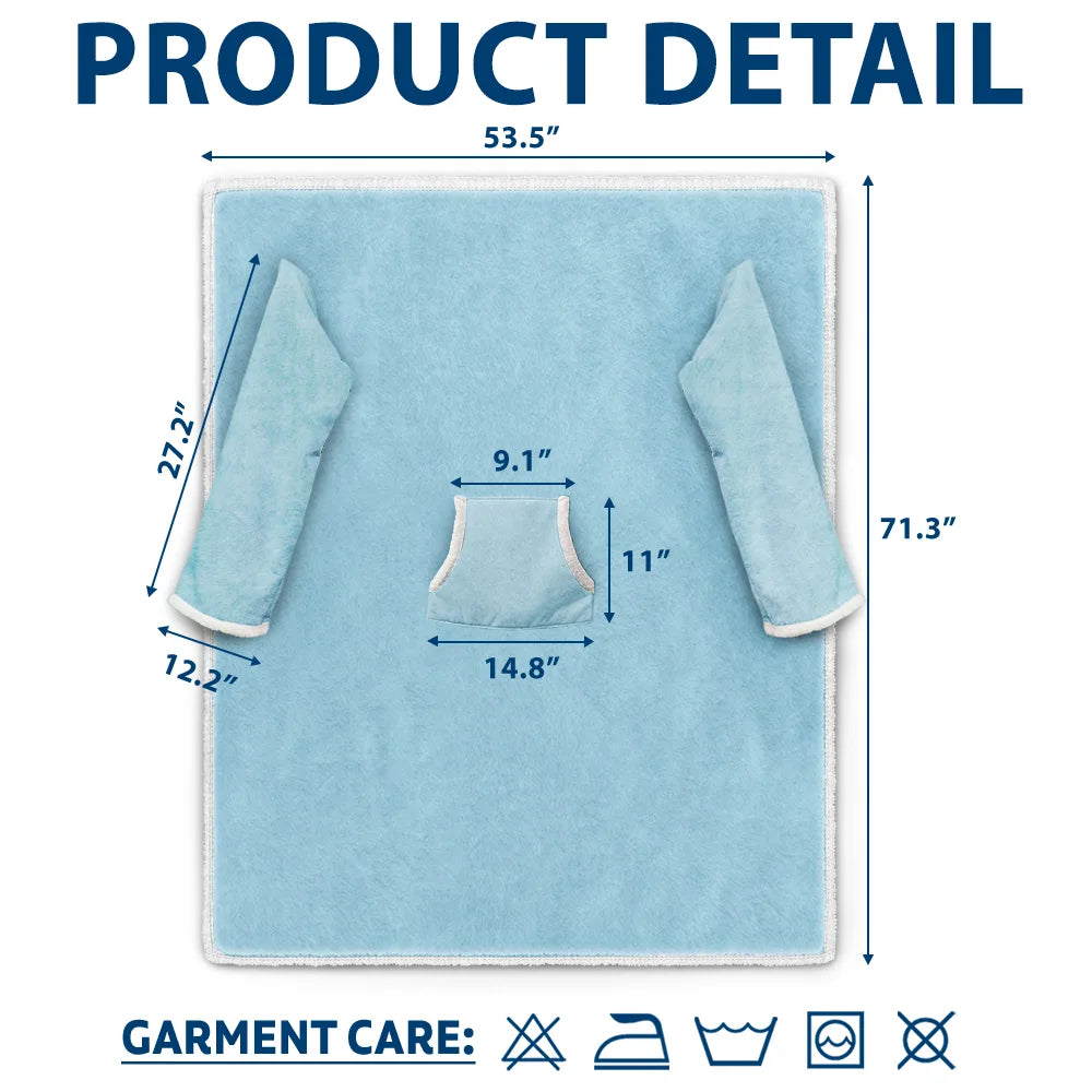 Gift For Grandma, Gift For Grandpa, Custom Photo, Happy - Custom Photo Best Dad Grandpa Mom Grandma Ever - Personalized Wearable Blanket With Sleeves