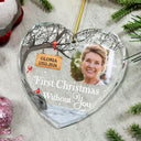 Custom Photo Memorial First Christmas Without You - Personalized Heart Shaped Glass Ornament