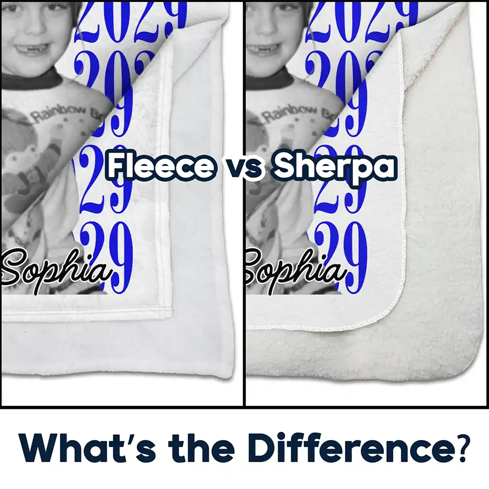 Graduation,Happy,Photo,Proud - Custom Photo Senior Vintage Portrait - Personalized Fleece Blanket, Sherpa Blanket