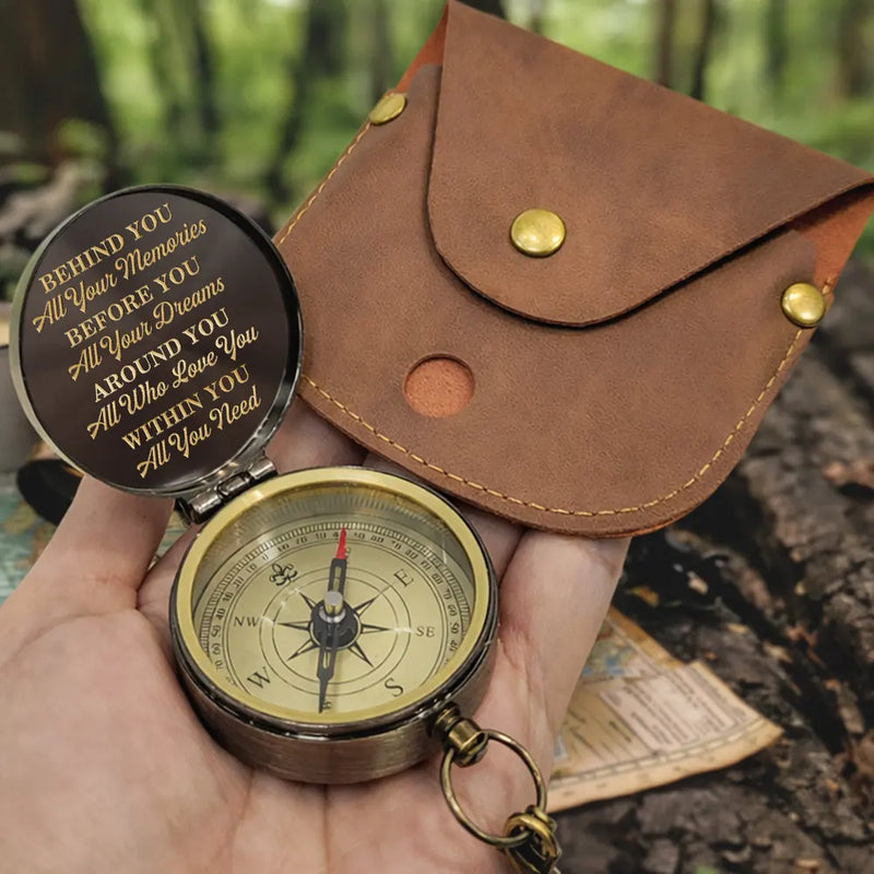 Gift For Yourself,Gift For Women,Gift For Men,Graduation,Love - Behind You All Memories Graduation - Personalized Engraved Brass Compass