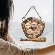 Baseball,Sport Mom,Gift For Mother,Happy - Baseball Icon We Caught The Best Mom - Personalized Window Hanging Suncatcher Ornament