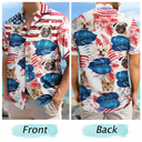Custom Photo Funny Family Pet Face Stars And Stripes - Gift For Men, Dog And Cat Lovers - Personalized Custom Hawaiian Shirt