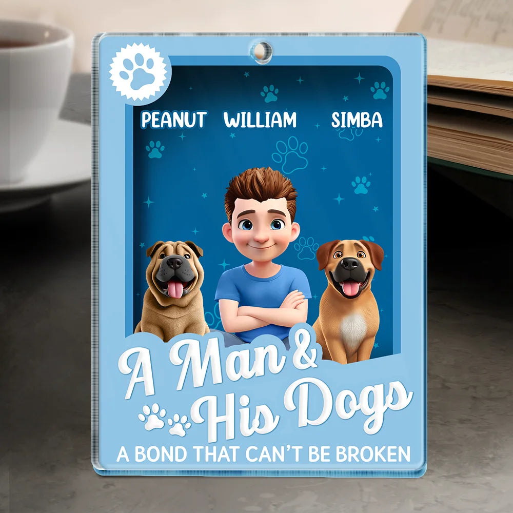 Dog Lovers, Dog Mom, Dog Dad, Happy - A Girl And Her Dogs - Personalized Custom Shaped Acrylic Plaque