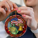 Independence Day,America 250th,Family,Gift For Bestie,Gift For Sibling,Gift For Grandparents,Gift For Yourself,Gift For Women,Gift For Men,Parents,Proud - 250th Anniversary USA - Personalized Circle Glass Ornament
