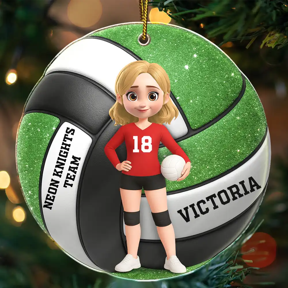 Christmas,Happy,Top Market,Vector,Volleyball - Christmas Gift For Son, Grandson, Daughter, Granddaughter - Personalized Volleyball Acrylic Ornament