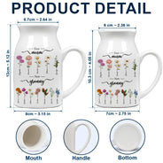 Gift For Grandma, Gift For Mother - First Mom Now Grandma Birth Flowers - Personalized Ceramic Flower Vase