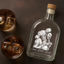 Gift For Father,Gift For Grandpa,Non-Eng,Photo - Pencil Sketch (Dark BG),Proud - Custom Photo White Pencil Sketch Art Best Dad Grandpa Ever Family Portrait - Personalized Whiskey Bottle