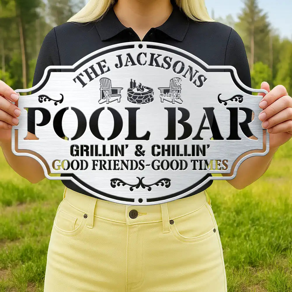 Backyard,Patio - Backyard Bar And Grill Good Friends Good Times - Personalized Cutout Metal Sign