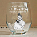 Happy,Dog Lovers,Pet Lovers,Dog Mom,Dog Dad - Custom Photo Pencil Sketch Art A Woman Cannot Survive On Wine Alone Dog - Personalized Stemless Wine Glass