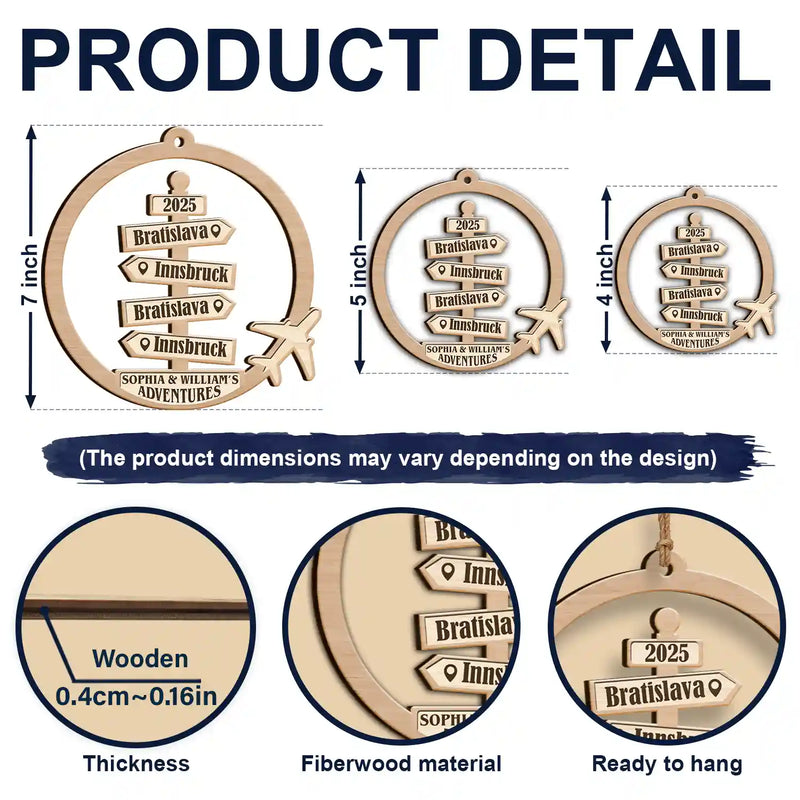 Travel Couple Goal, Destination Of All Year - Personalized Custom Shaped Wooden Ornament