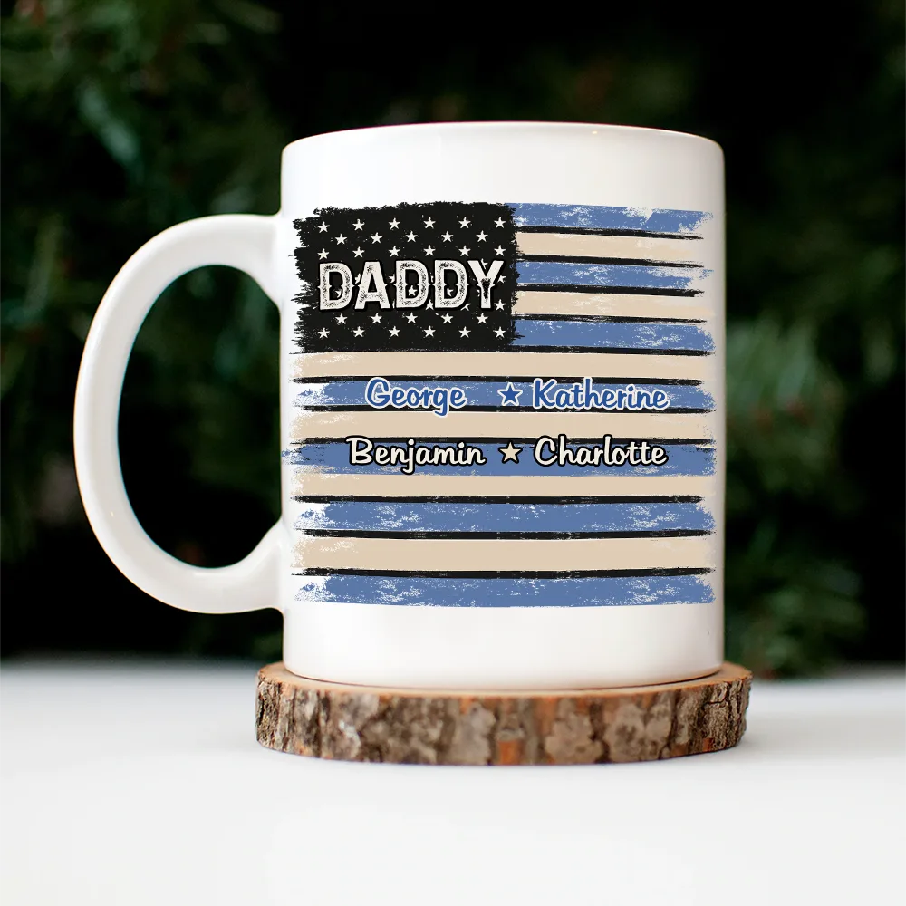 Gift For Father,Gift For Grandpa,Independence Day,Custom Text,Confident - Stars & Stripes US Flag American Dad Grandpa - Personalized Mug