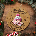 Baby Expecting Christmas On The Inside See You In - Personalized 2-Layered Wooden Ornament