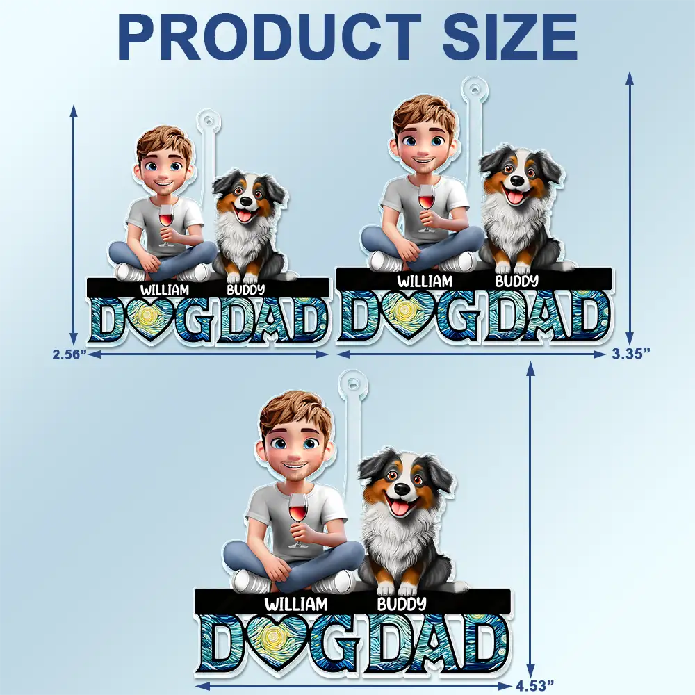 Dog Lovers,Dog Mom,Dog Dad,Happy - Dog Mom Dog Dad 3D Effect - Personalized Acrylic Car Hanger