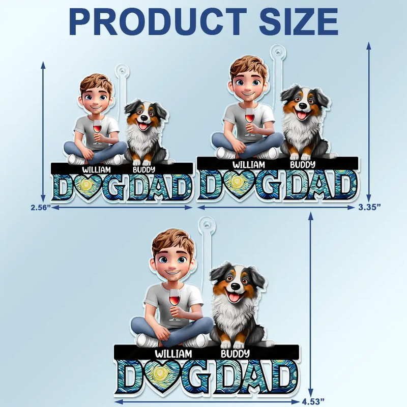 Dog Lovers,Dog Mom,Dog Dad,Happy - Dog Mom Dog Dad 3D Effect - Personalized Acrylic Car Hanger