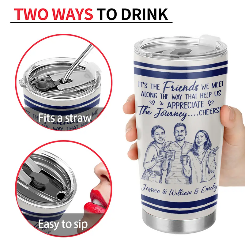 Custom Photo, Art Design, Gift For Bestie, Humorous, Photo - Pencil Sketch - Remove BG - Custom Photo Pencil Sketch We're Not Sugar And Spice And Everything Nice We're Sage And Hood - Personalized Tumbler