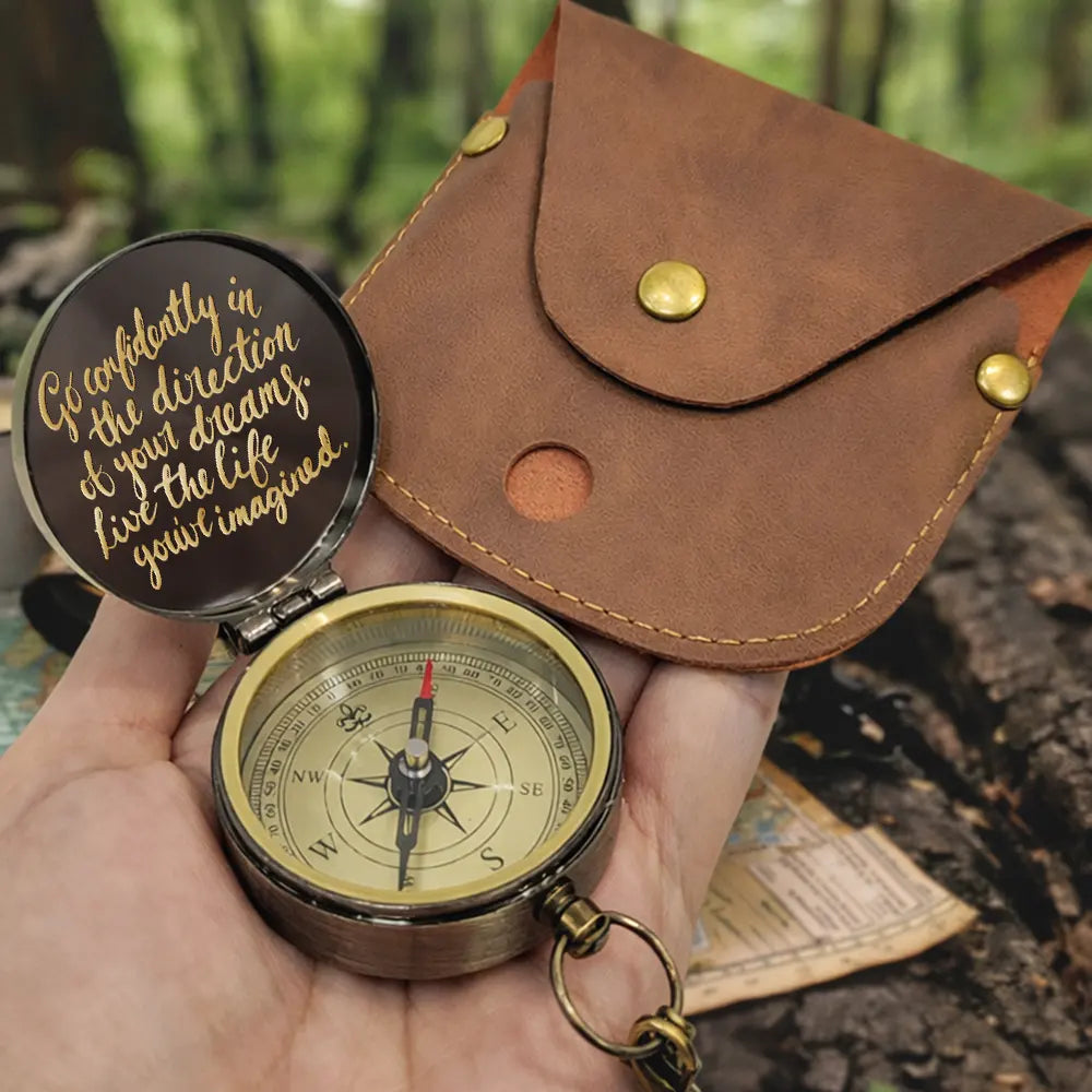 Gift For Yourself, Gift For Women, Gift For Men, Happy - Go Confidently In The Direction Of Your Dreams Horse - Personalized Engraved Brass Compass