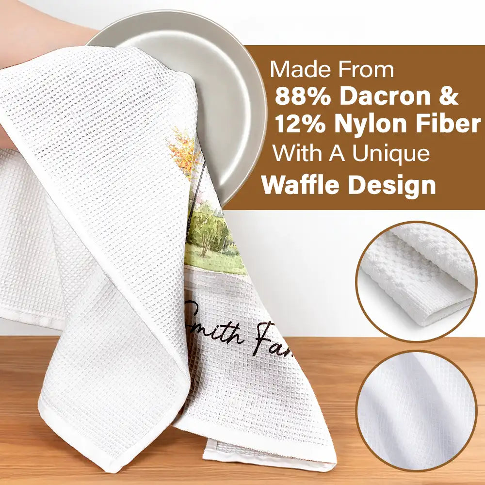 Custom Photo,Art Design,Family,Cozy,Photo - Colored Pencil  - Custom Photo Colored Pencil Sketch Our First Home Family Parents - Personalized Kitchen Towel