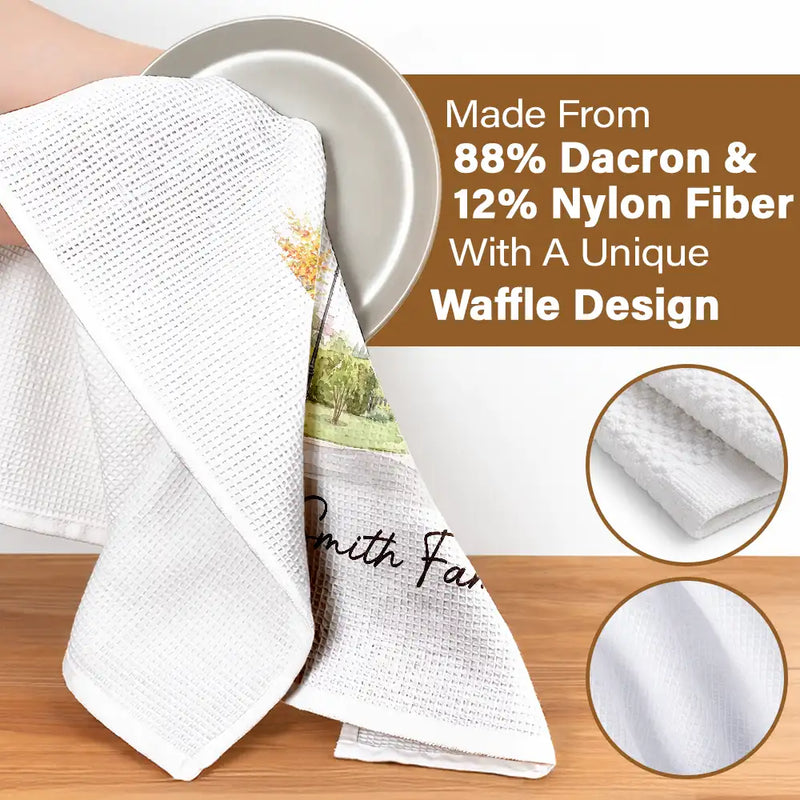 Custom Photo,Art Design,Family,Cozy,Photo - Colored Pencil  - Custom Photo Colored Pencil Sketch Our First Home Family Parents - Personalized Kitchen Towel