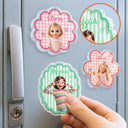 Adorable, Art Design, Back To School, Gift For Kids, Photo - Cartoon Portrait - Custom Photo Cartoon Portrait Kid With Star Flower Shape And Name - Personalized Acrylic Magnet