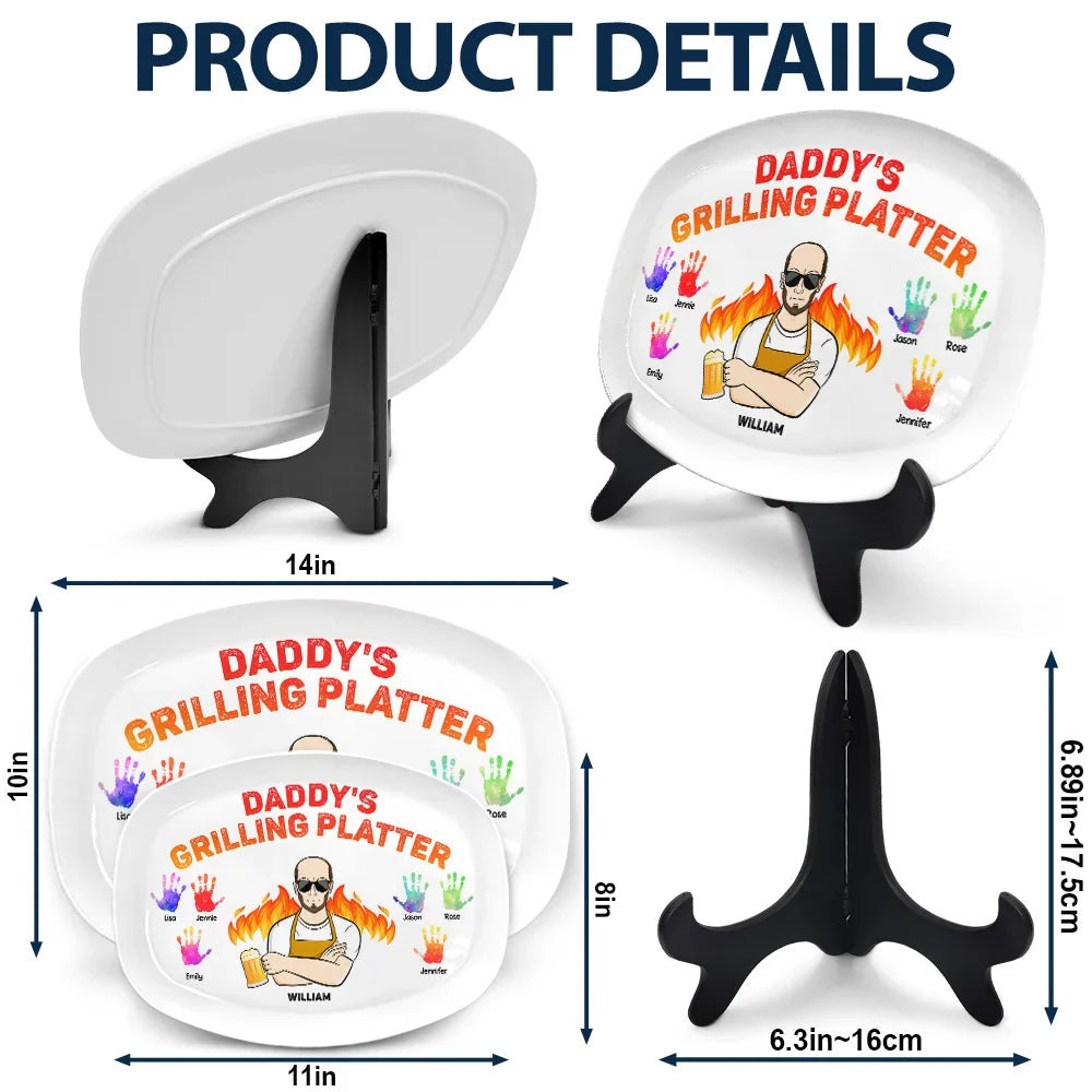 Daddy's Grilling Platter - Gift For Dad, Father, Grandfather, Grandpa - Personalized Plate