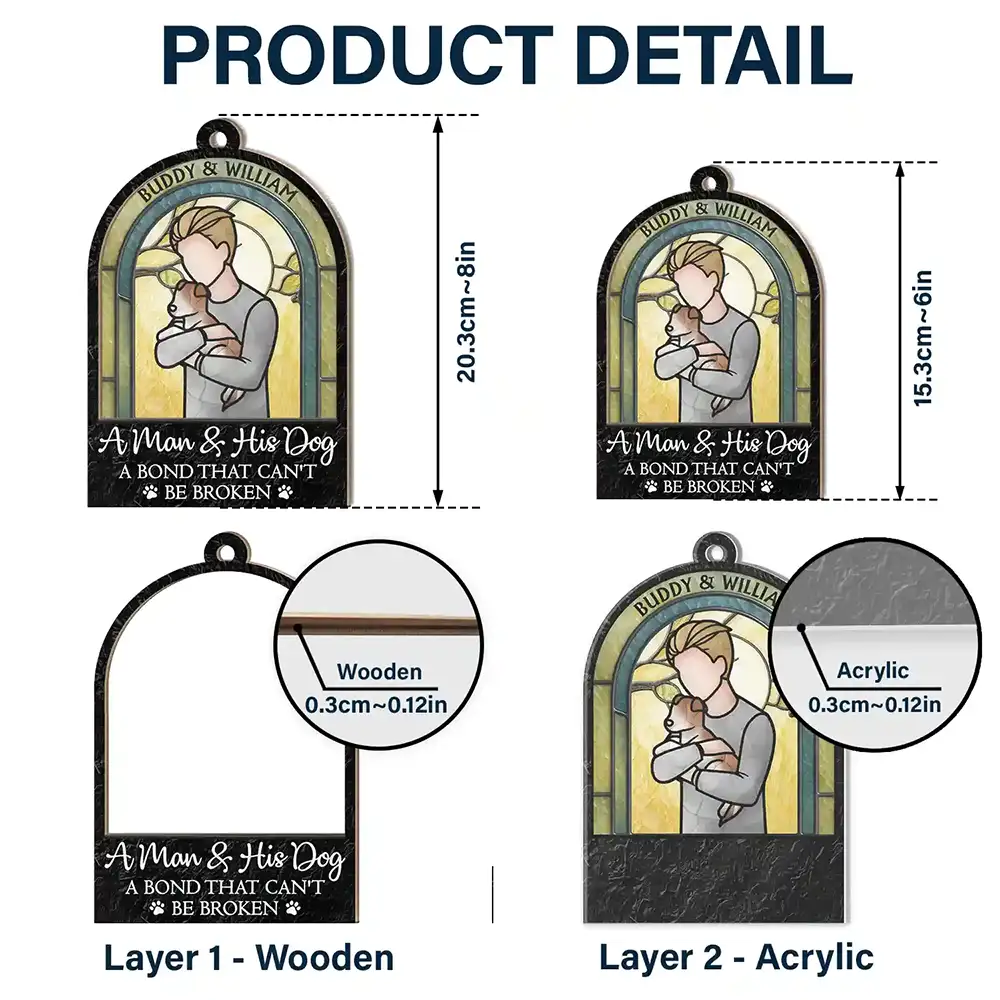 Dog Lovers,Dog Mom,Dog Dad,Pet Lovers,Happy,Cat Lovers,Cat Mom,Cat Dad - A Girl And Her Dog A Bond That Can't Be Broken Woman Man Hug Pet - Personalized Window Hanging Suncatcher Ornament