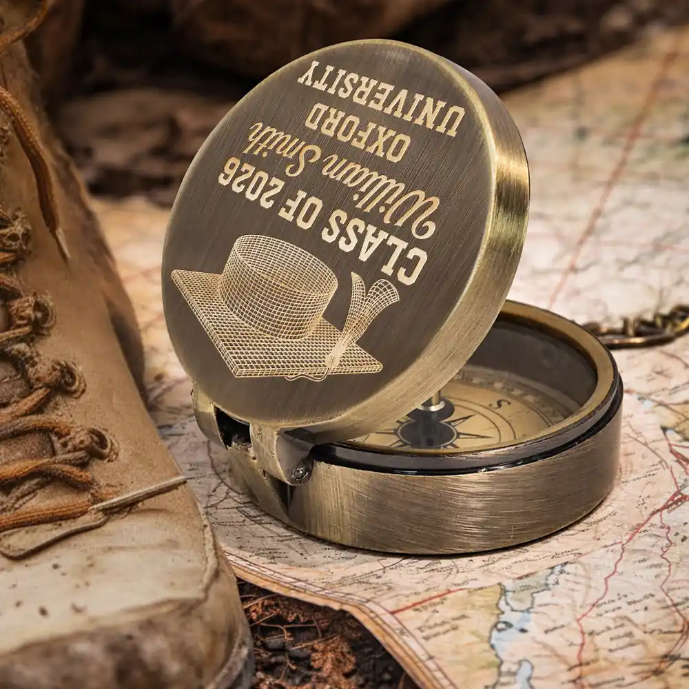 Gift For Yourself,Gift For Women,Gift For Men,Graduation,Love - Behind You All Memories Graduation - Personalized Engraved Brass Compass