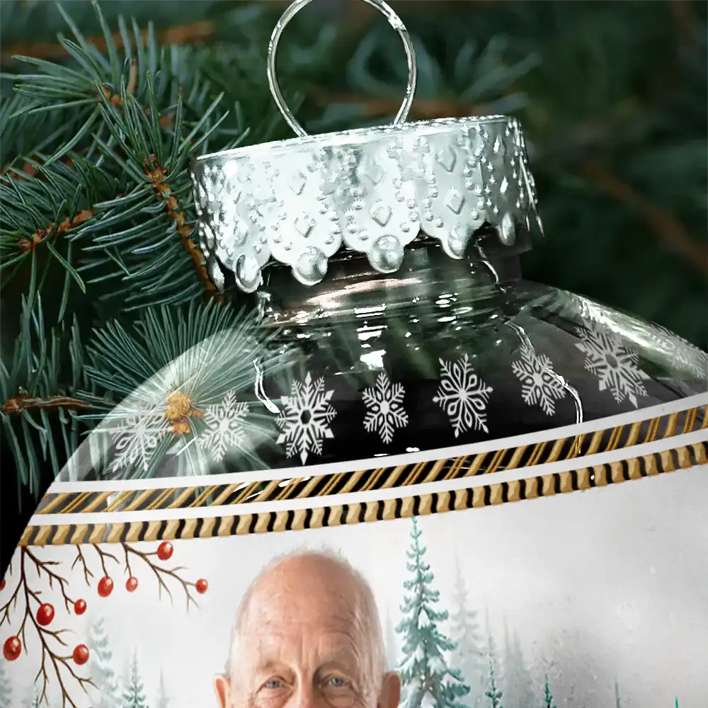 Family,Christmas,Love - Custom Photo Vintage Memorial Christmas Winter Scene - Personalized Ball Ornament