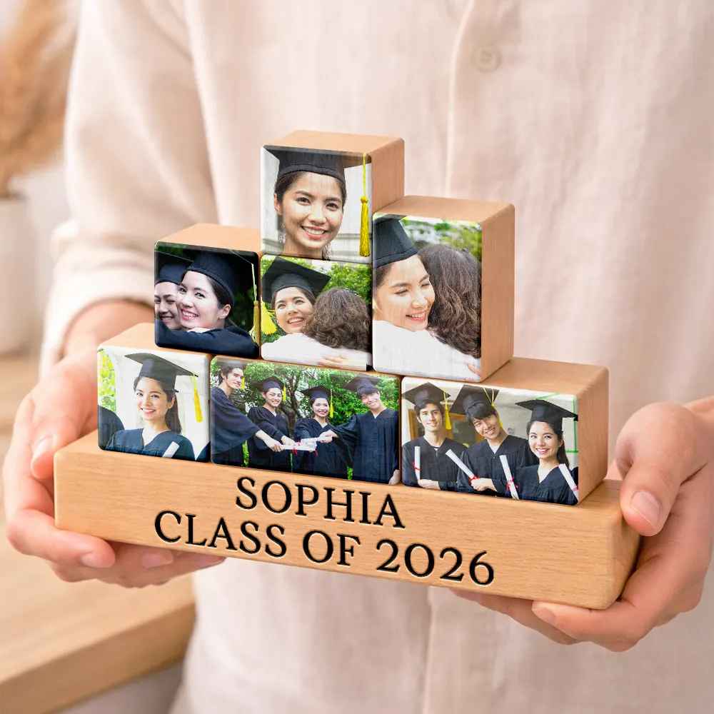 Gift For Yourself,Gift For Women,Gift For Men,Gift For Sibling,Gift For Sisters,Gift For Brothers,Gift For Bestie,Graduation - Custom Photo Congratulations Graduate - Personalized Wooden Stacking Photo Blocks