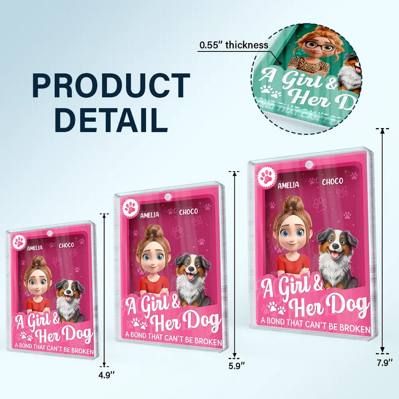 Dog Lovers, Dog Mom, Dog Dad, Happy - A Girl And Her Dogs - Personalized Custom Shaped Acrylic Plaque