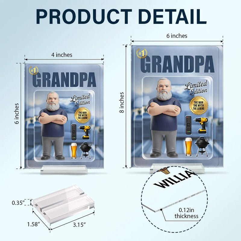 Gift For Husband,Gift For Yourself,Gift For Men,Gift For Father,Gift For Grandpa,Non-Eng,Photo - Toybox Figure,Playful - Custom Photo Toybox Figure Dad Grandpa Limited Edition - Personalized Vertical Rectangle Acrylic Plaque