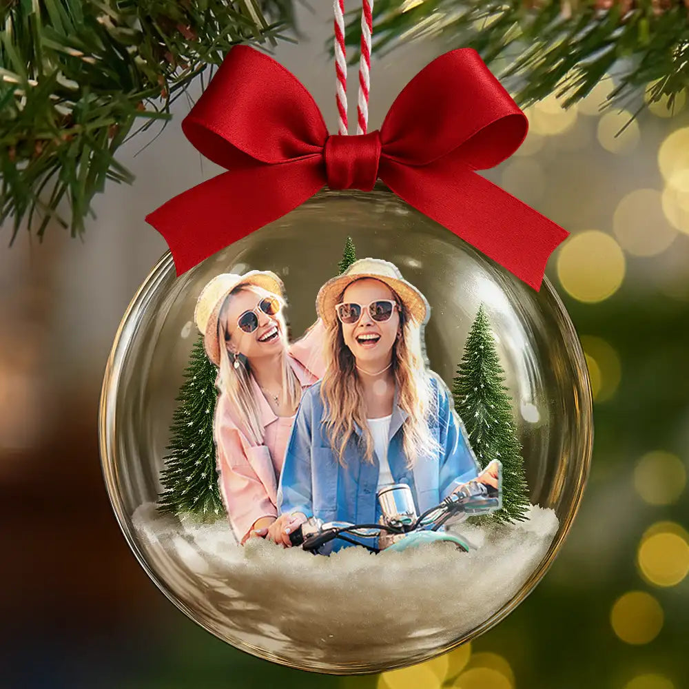 Custom Photo,Happy,Christmas,Gift For Bestie - Custom Photo Bestie It Takes A Long Time To Grow An Old Friend - Personalized 3D Acrylic Ball Ornament