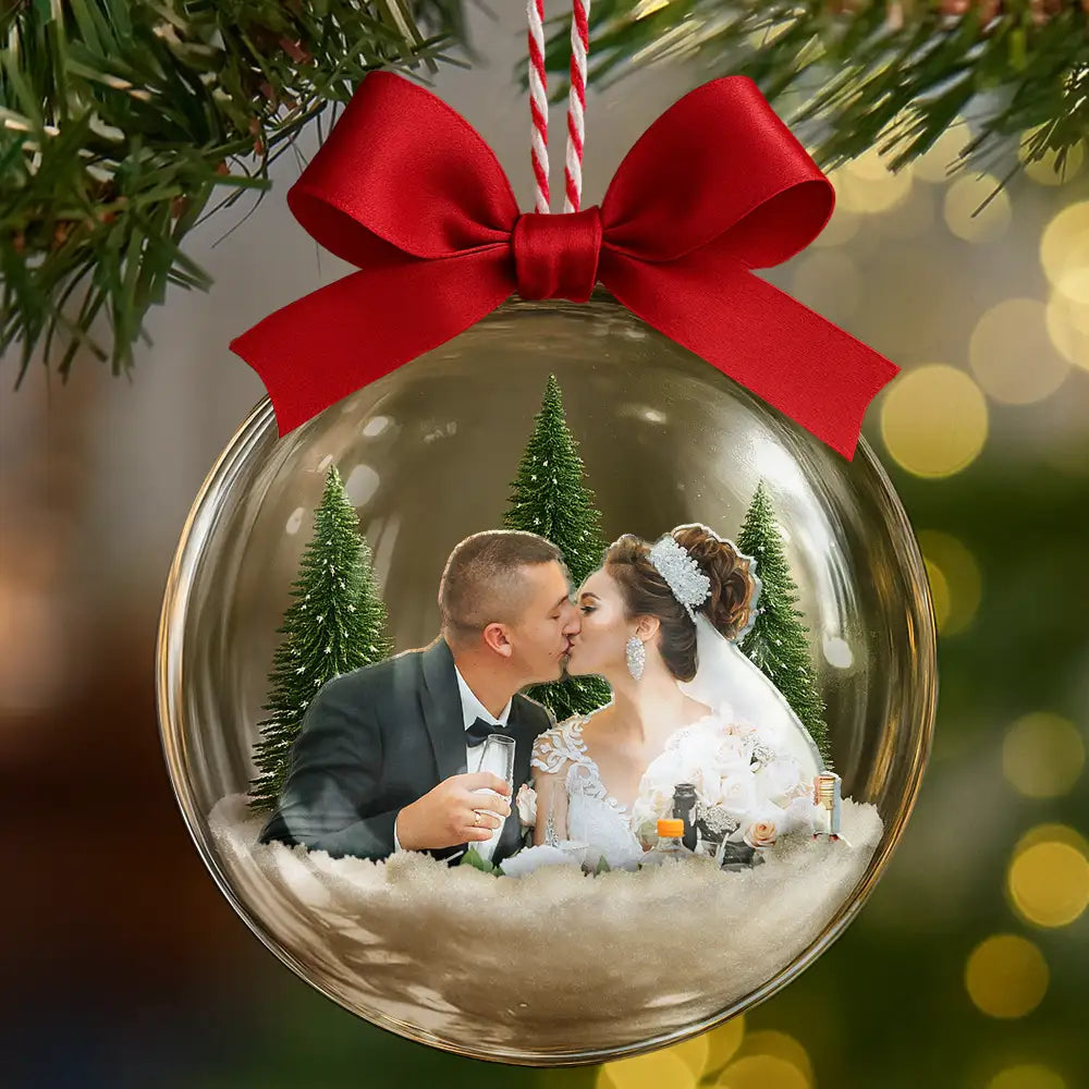 Custom Photo Couple The Year I Found My Missing Piece - Personalized 3D Acrylic Ball Ornament
