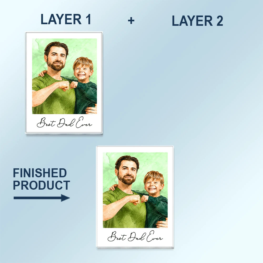 Gift For Husband,Gift For Yourself,Gift For Men,Gift For Father,Gift For Grandpa,Non-Eng,Photo - Watercolor (remove BG),Cozy - Custom Photo Realistic Watercolor Art I Love You Dad Grandpa - Personalized Custom Shaped Acrylic Car Visor Clip