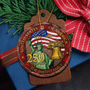 Independence Day,America 250th,Family,Gift For Bestie,Gift For Sibling,Gift For Grandparents,Gift For Yourself,Gift For Women,Gift For Men,Parents,Proud - 250th Anniversary USA - Personalized Circle Glass Ornament