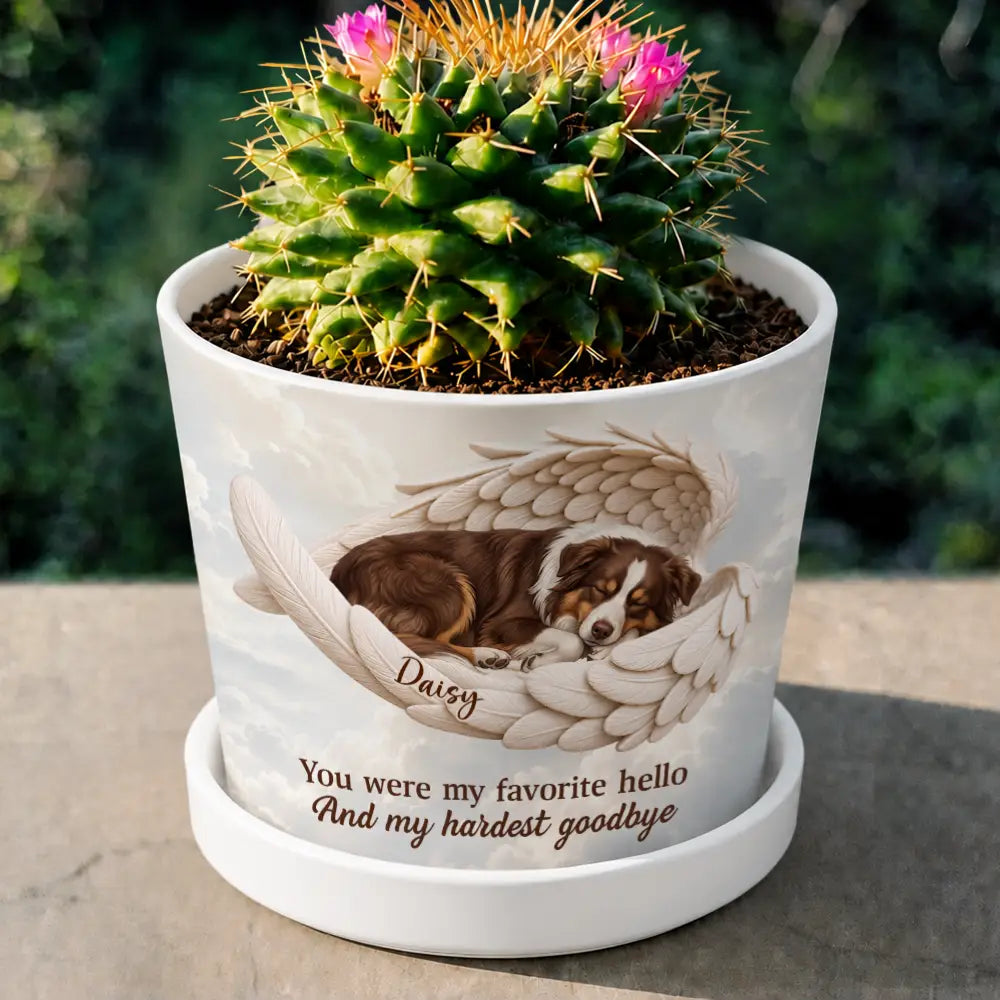 Art Design,Healing,Pet Memorial,Pet Lovers,Memorial,Photo - Sleeping Dog Cat Baby - Custom Photo Sleeping Angel If Love Alone Could Have Kept You Here Dog Cat Remembrance - Personalized Plant Pot
