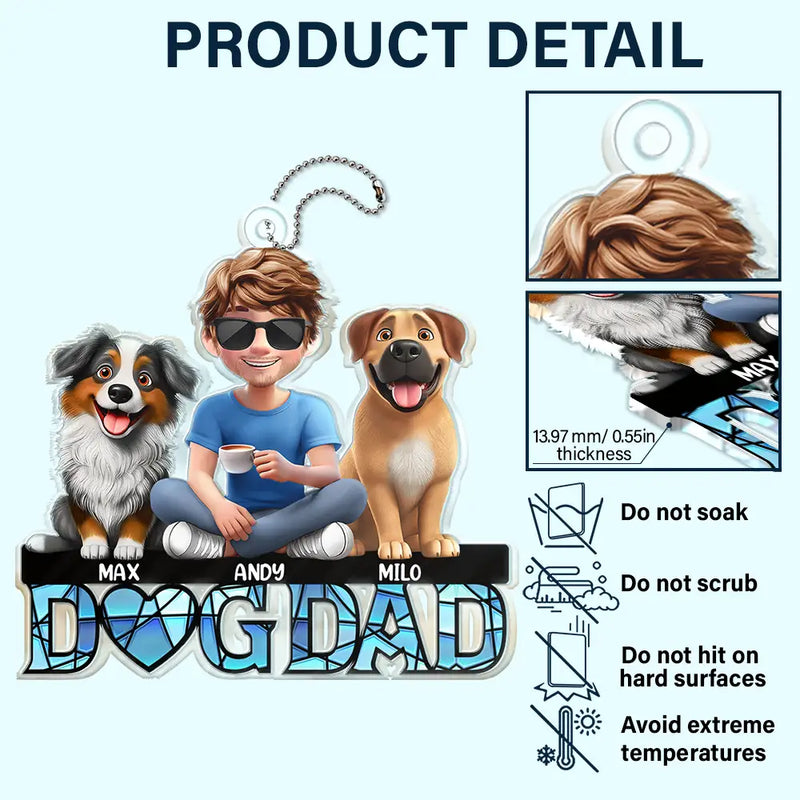 Dog Lovers,Dog Mom,Dog Dad,Happy - Dog Mom Dog Dad 3D Effect - Personalized Acrylic Car Hanger