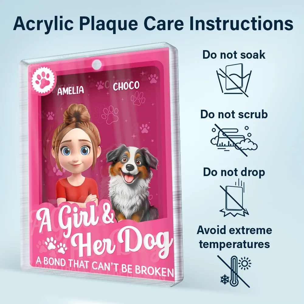 Dog Lovers, Dog Mom, Dog Dad, Happy - A Girl And Her Dogs - Personalized Custom Shaped Acrylic Plaque