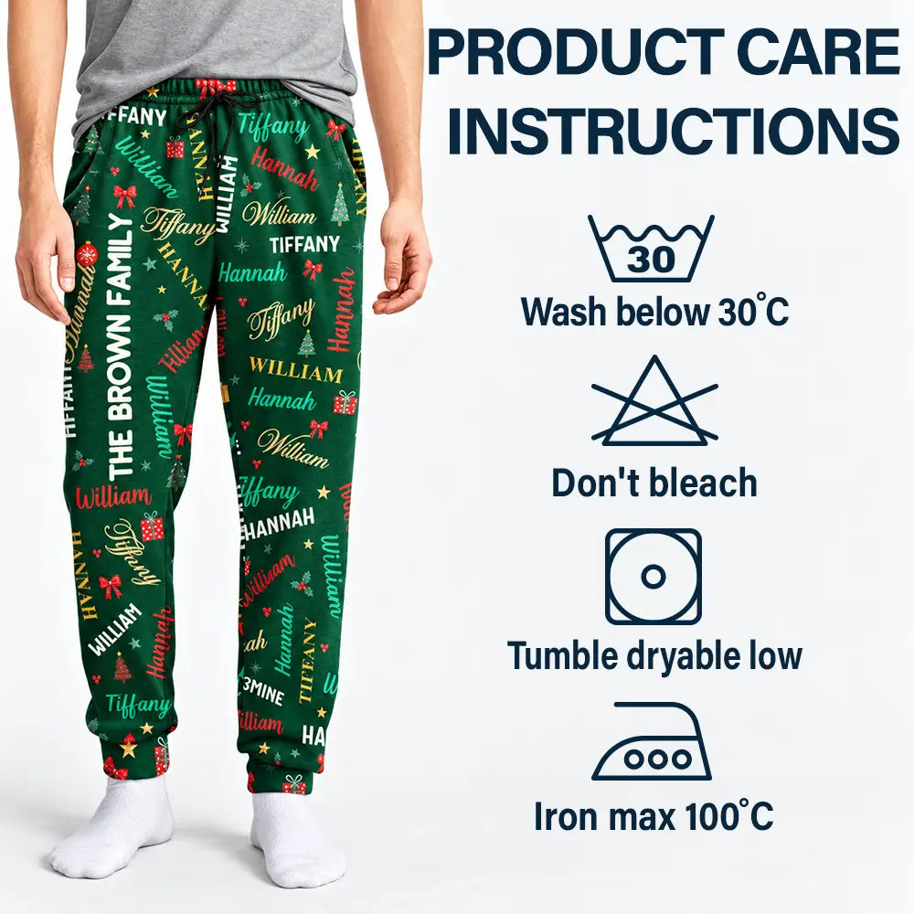 Christmas, Custom Text, Family, Happy - Matching Christmas Gift For Family - Personalized Names Holiday Pajama Pants