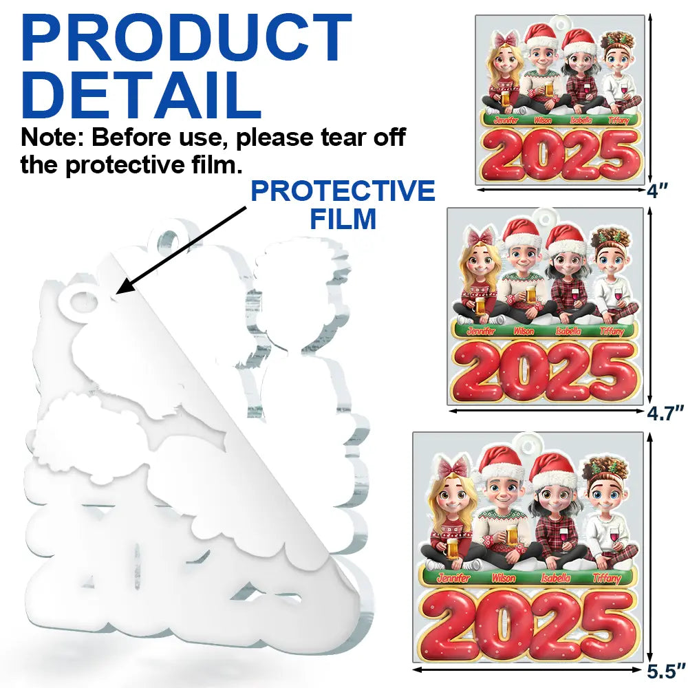 Christmas,Happy,Family - Happy All Family 3D Effect - Personalized Custom Shaped Acrylic Ornament