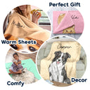 Custom Photo,Art Design,Pet Lovers,Top Market,Playful,Photo - Colored Pencil  - Custom Photo Colored Pencil Sketch Dog Cat Pet Portrait - Personalized Fleece Blanket, Sherpa Blanket