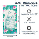 Pet Lovers,Pet Mom,Pet Dad,Dog Lovers,Dog Mom,Dog Dad,Cat Lovers,Cat Mom,Cat Dad,Beach,Summer,Non-Eng,Photo - Pencil Sketch,Playful - Custom Photo Pencil Sketch With Tropical Leaves For Pet Lovers - Personalized Beach Towel