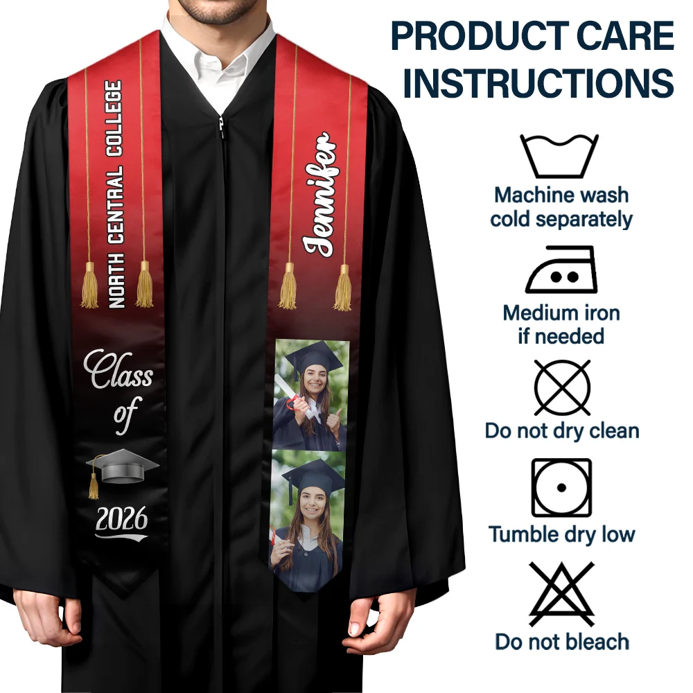 Custom Photo Class Of - Graduation Gift - Personalized Stoles