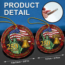 Independence Day,America 250th,Family,Gift For Bestie,Gift For Sibling,Gift For Grandparents,Gift For Yourself,Gift For Women,Gift For Men,Parents,Proud - 250th Anniversary USA - Personalized Circle Glass Ornament